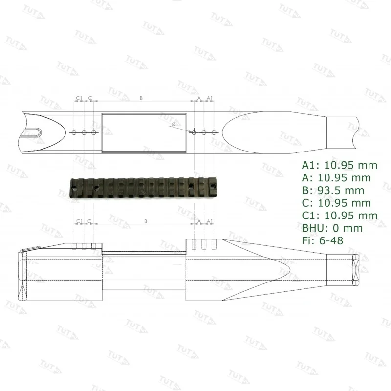 Планка Picatinny Apel EAW на SHR 970 (E=93,5мм) 83-00175