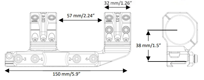 Кронштейн SPUHR Cantilever Scope Mount 34мм на Picatinny, вынос 40мм, h=38мм, 6MIL
