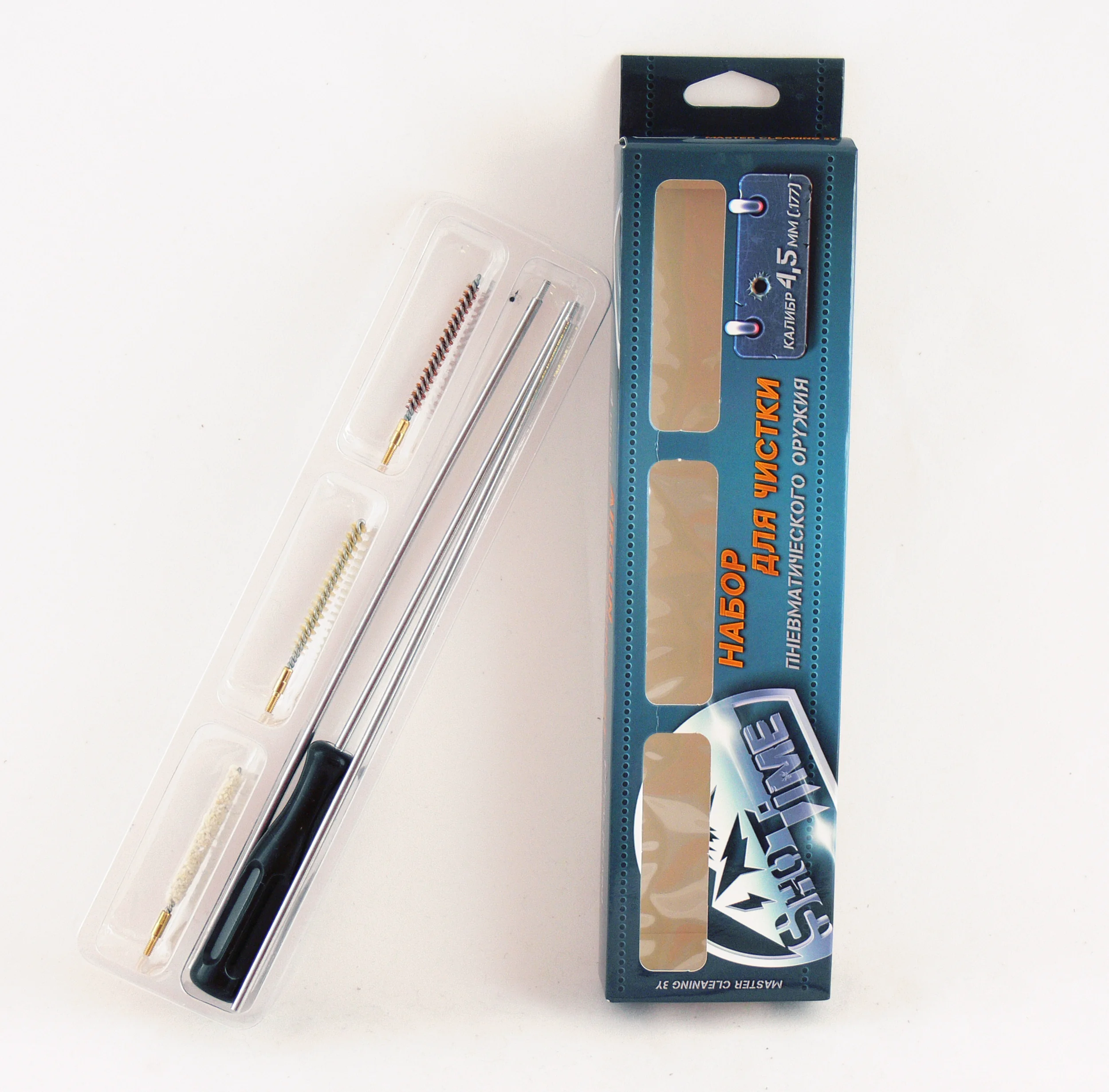 Набор для чистки ShotTime кал. 4.5мм для пневматики (металлический шомпол, 3 ерша)