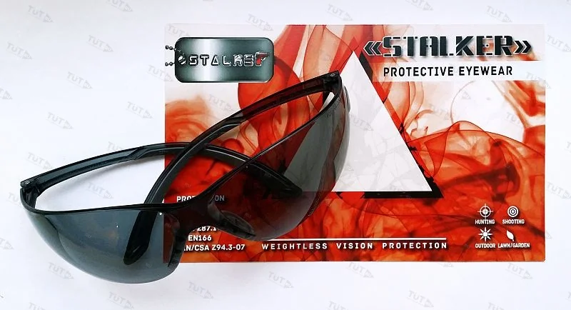 Очки стрелковые "Stalker" защитные, цвет - чёрные, материал - поликарбонат, светопропускаемость 23%,