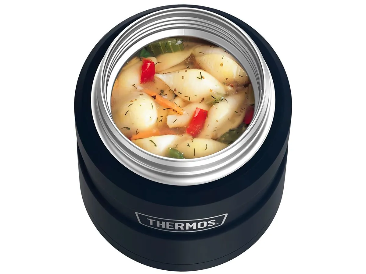 Термос для еды THERMOS KING SK-3000 MMB 0,47L, складная ложка, чёрный