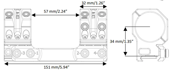 Кронштейн быстросъемный SPUHR Cantilever Scope Mount 30мм на Picatinny, вынос 40мм, h=34мм, 0MIL
