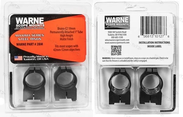 Крепления Warne CZ550 для прицелов 1" 25,4 мм High (2BM)