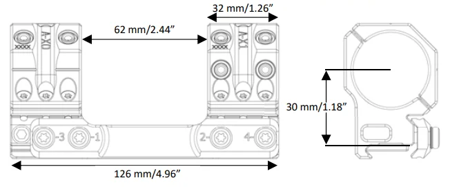 Кронштейн SPUHR Scope Mount 30мм на Picatinny, h=30мм, 6MIL