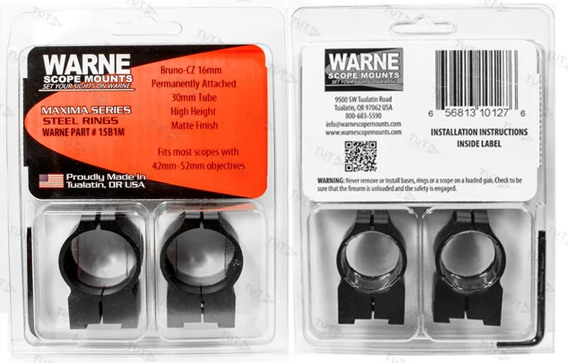 Крепления Warne CZ527 для прицелов 30мм High (15B1M)
