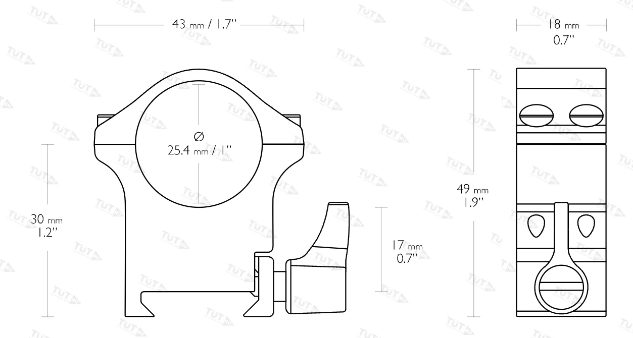 Кольца быстросъемные Hawke стальные на 25.4 мм Weaver высокие рычажные