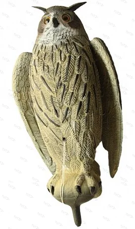 Чучело филина с крыльями большое (серый)