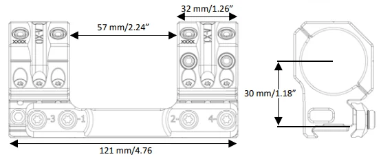 Кронштейн SPUHR Scope Mount 34мм на Picatinny, h=30мм, 13MIL