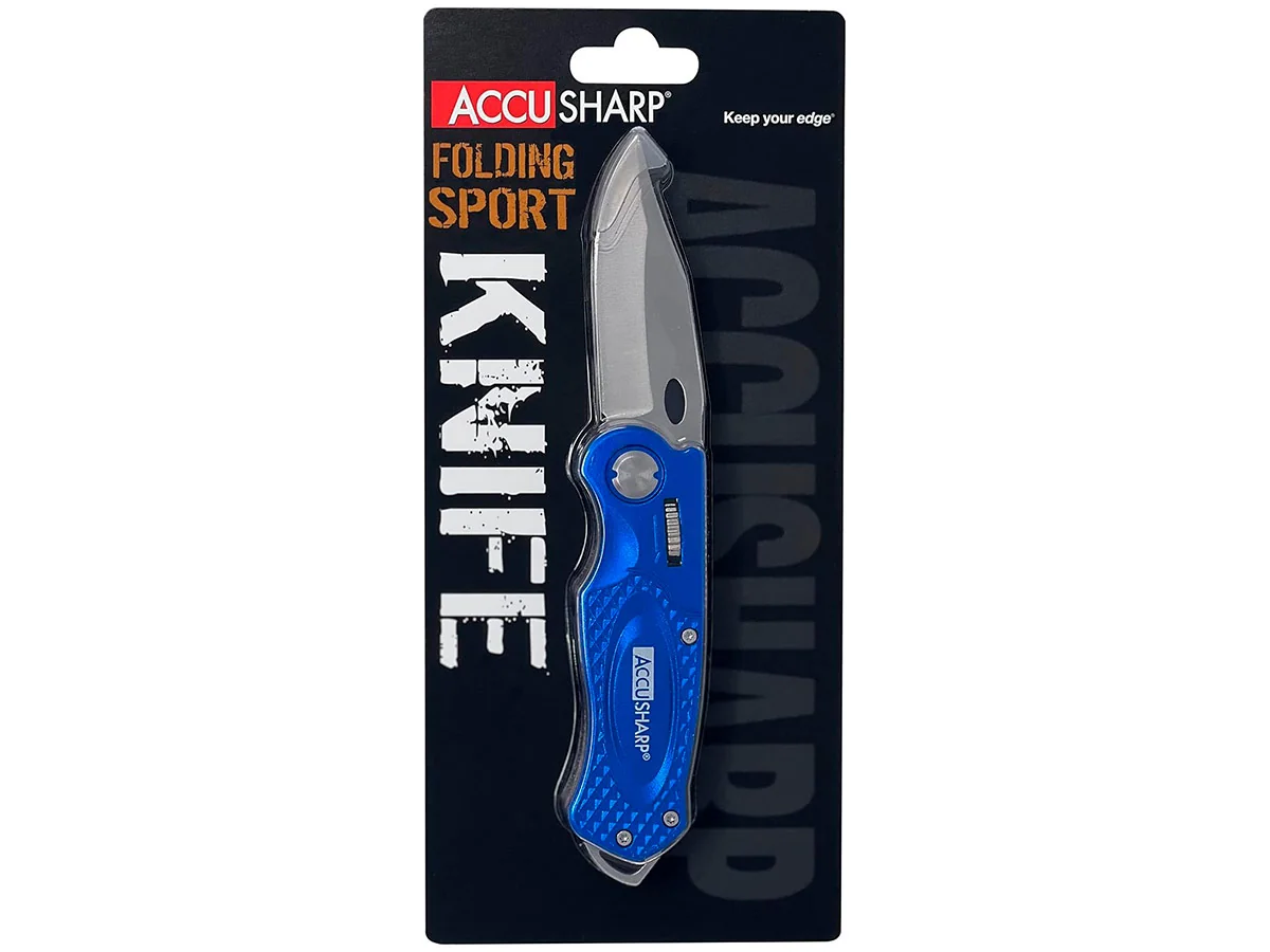 Нож складной AccuSharp Folding Sport Knife, нержавеющая сталь, синий