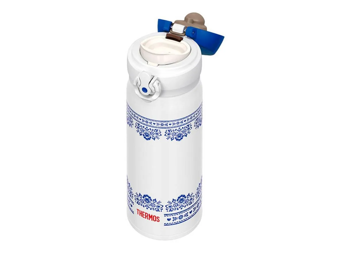 Термокружка THERMOS JNL-402 BLWH 0.4L, откидной механизм, бело-синяя