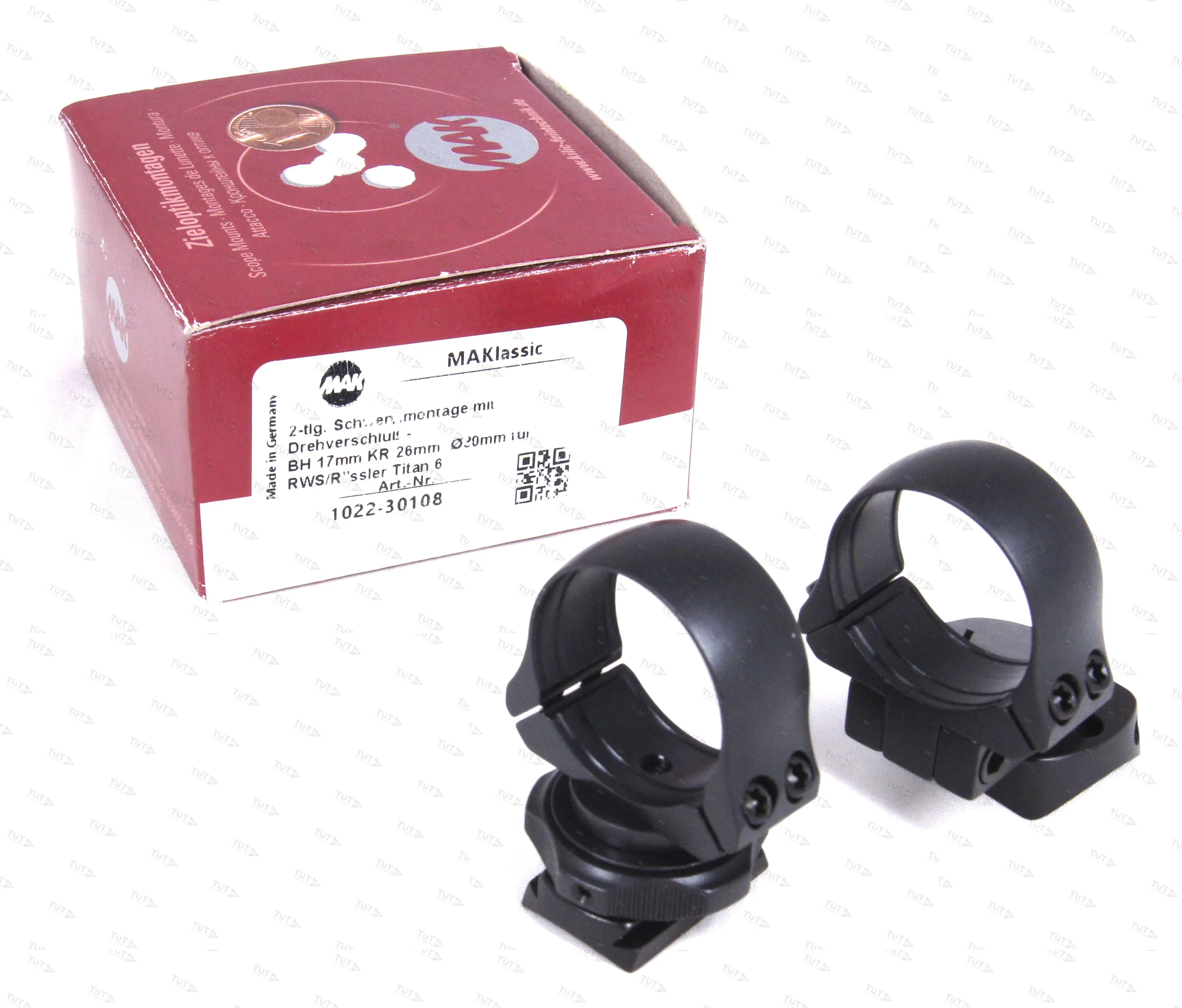 Быстросъемные поворотные кольца MAK 30мм с основаниями на Rossler Titan 6 KR=34мм BH=17мм