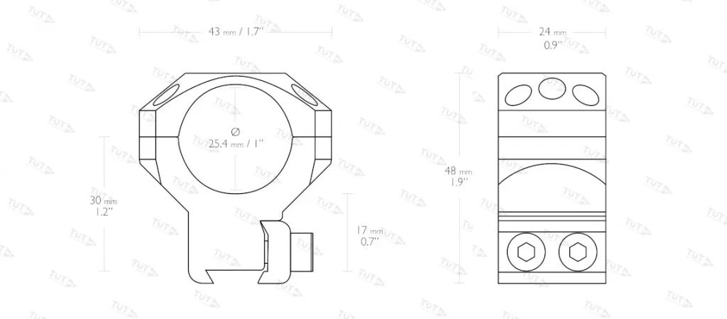 Кольца Hawke Tactical 25.4мм на призму 9-11мм высокие (BH=17мм)