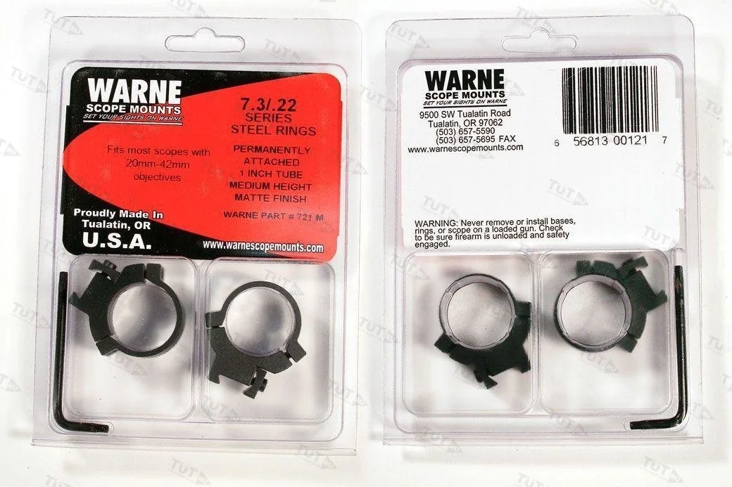 Крепления Warne 7.3/22 для прицелов 1" 25,4 мм Medium (721M)