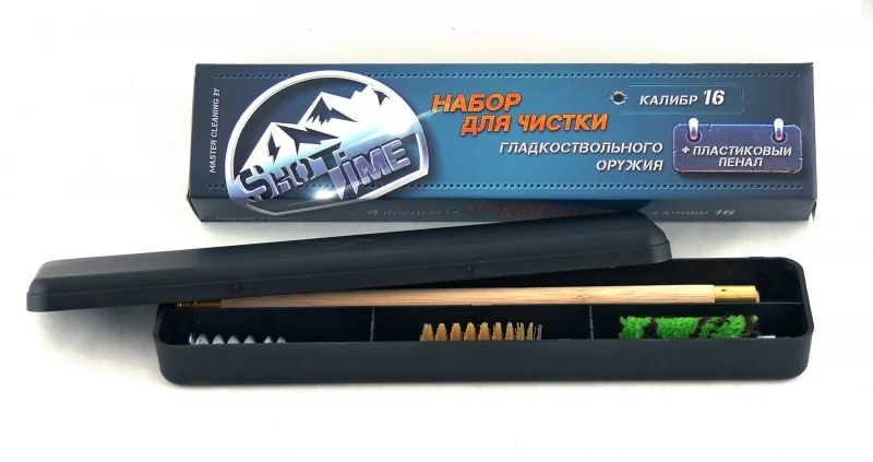 Набор для чистки ShotTime кал.16 (деревянный шомпол, 3 ерша) в пенале