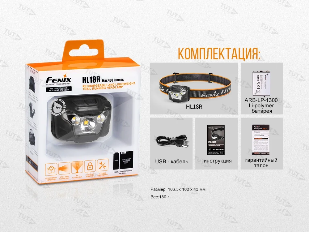 Налобный фонарь Fenix HL18R чёрный