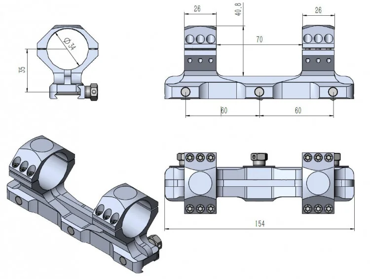 Кронштейн Vector Optics X-Accu 1.4 Medium Profile 34мм на Picatinny