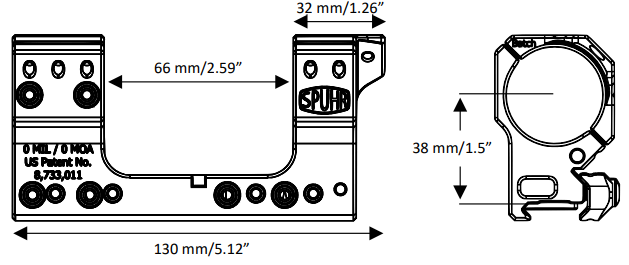Кронштейн SPUHR Scope Mount Gen3 34мм на Picatinny, h=38мм, 9MIL