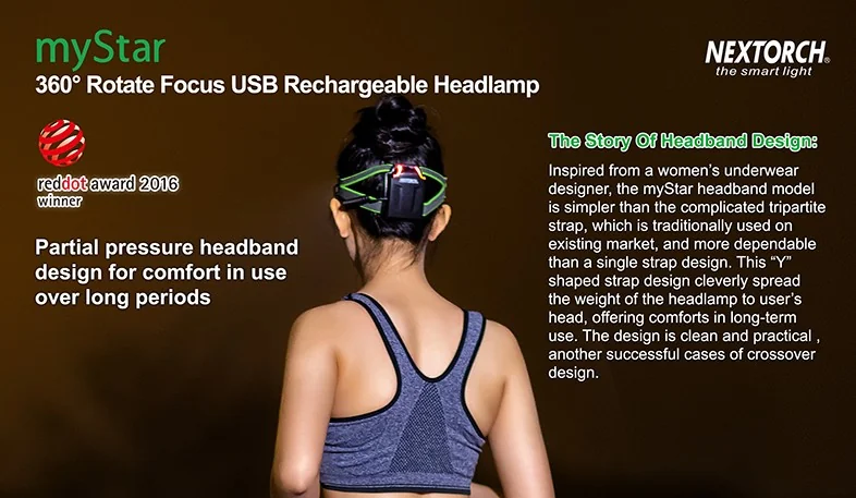 Фонарь Nextorch myStar V2.0 налобный, 760 люмен, фокусировка луча