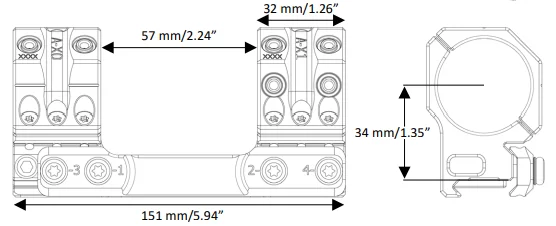 Кронштейн быстросъемный SPUHR Cantilever Scope Mount 34мм на Picatinny, вынос 40мм, h=34мм, 0MIL