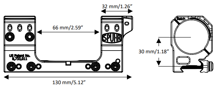 Кронштейн SPUHR Scope Mount Gen3 34мм на Picatinny, h=30мм, 13MIL