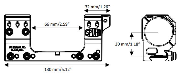 Кронштейн SPUHR Scope Mount Gen3 34мм на Picatinny, h=30мм, 3MIL