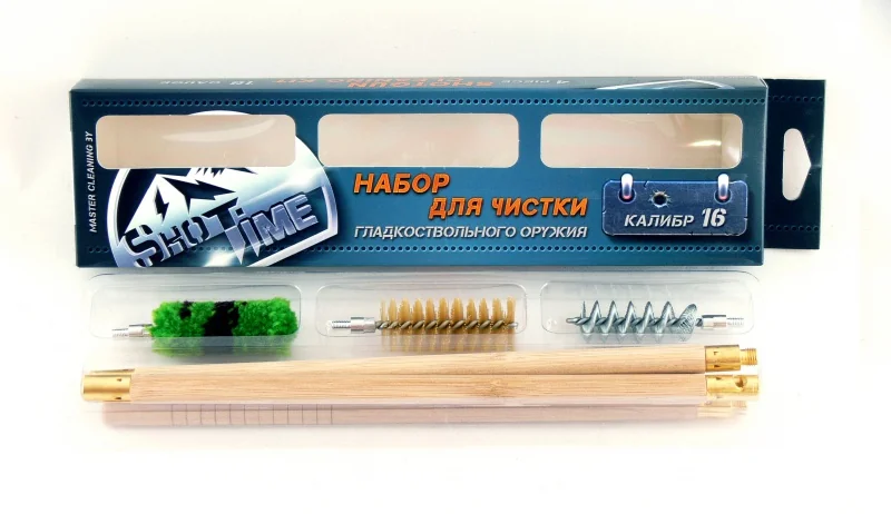Набор для чистки ShotTime кал.16 (деревянный шомпол, 3 ерша)