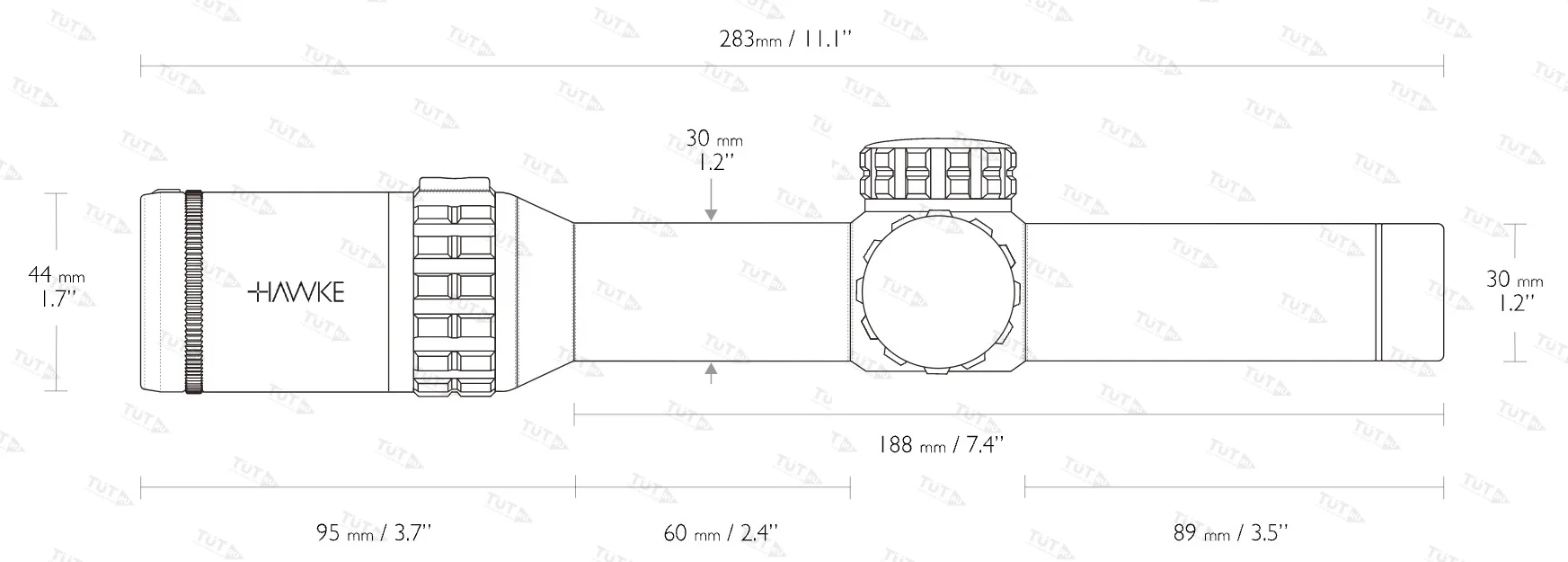 Оптический прицел Hawke Frontier 30 1-6x24 IR, SFP, марка L4A Dot (MOA)