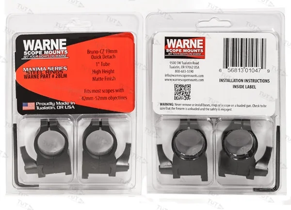 Крепления Warne CZ550 1" 25,4мм QD High (2BLM)
