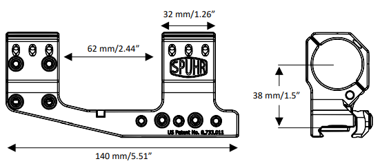 Кронштейн SPUHR Cantilever Scope Mount Gen3 30мм на Picatinny, вынос 70мм, h=38мм, 0MIL