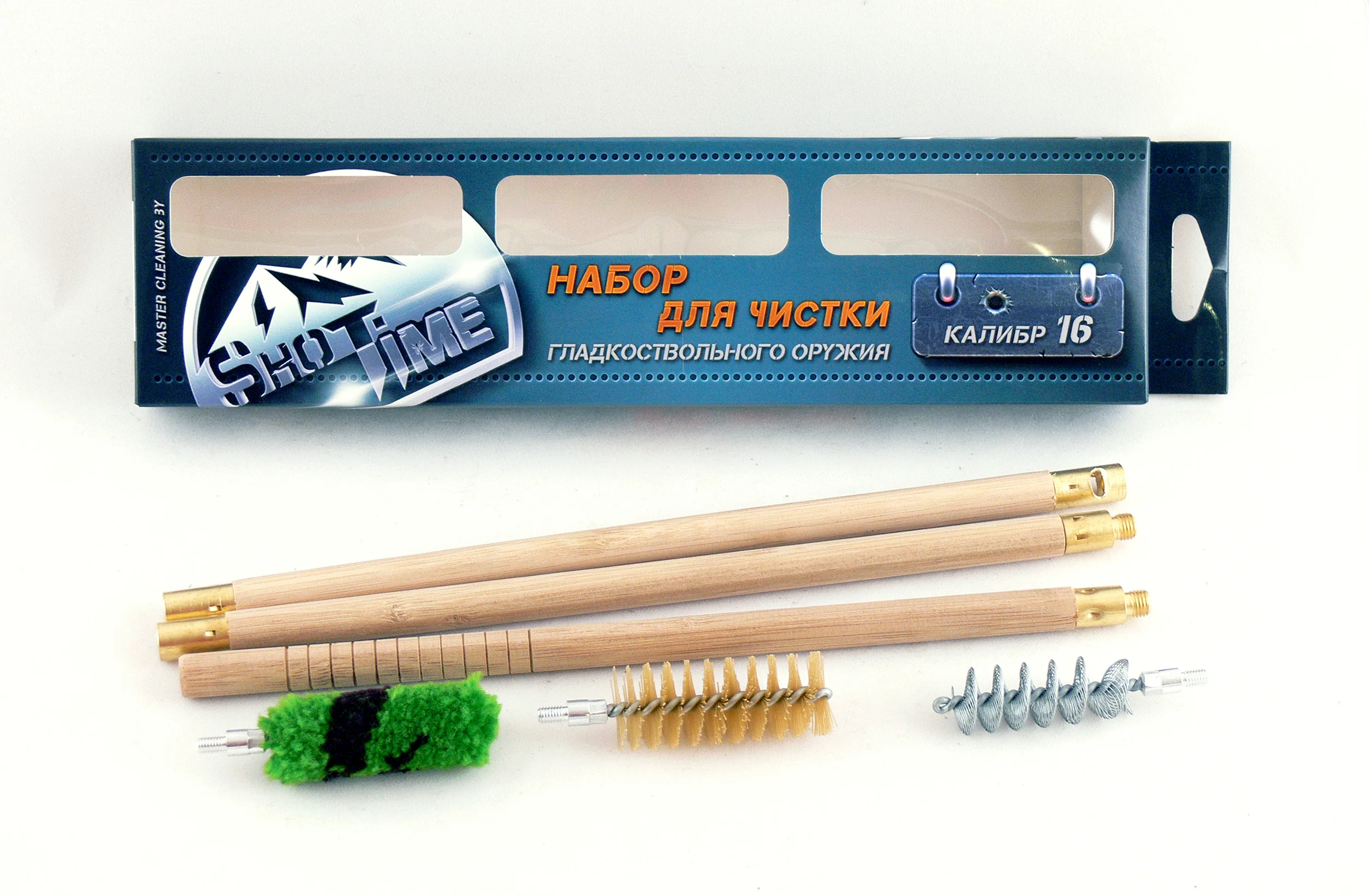 Набор для чистки ShotTime кал.16 (деревянный шомпол, 3 ерша)