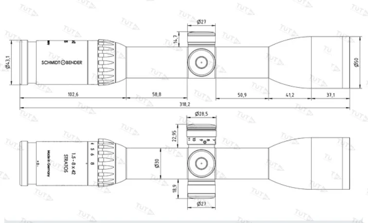 Прицел Schmidt & Bender Stratos 1.5-8x42 с подсветкой (сетка FD7 с подсветкой)