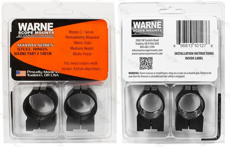 Крепления Warne CZ527 для прицелов 30мм Medium (14B1M)