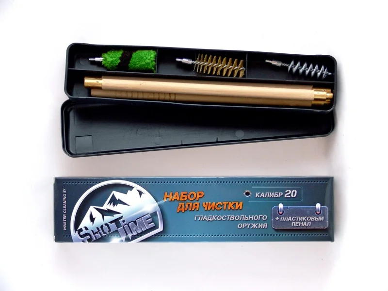 Набор для чистки ShotTime кал.20 (деревянный шомпол, 3 ерша) в пенале