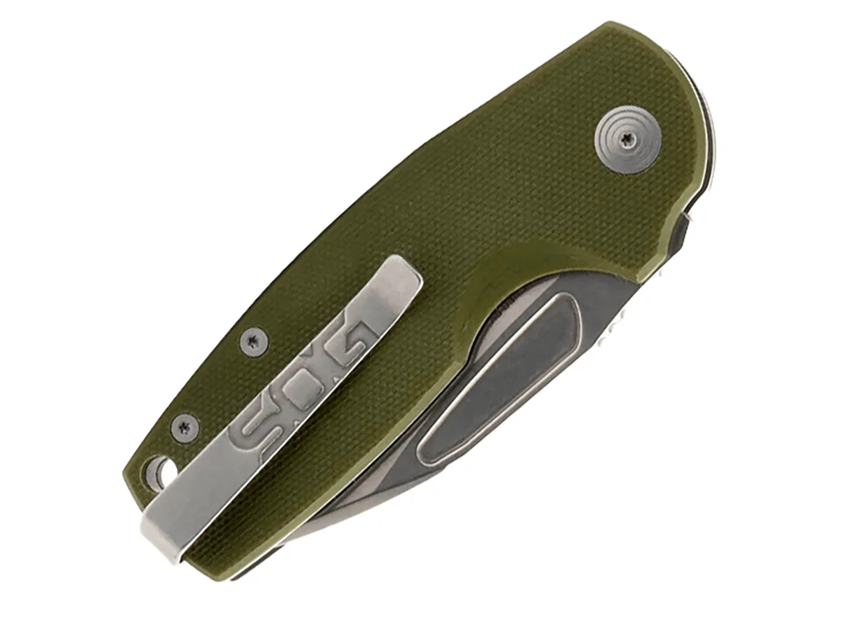 Нож складной SOG Stout SJ OD Green Stonewash сталь Cryo D2 рукоять G10