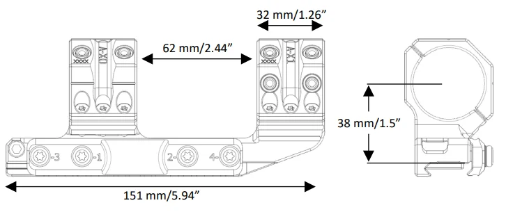 Кронштейн быстросъемный SPUHR Cantilever Scope Mount 30мм на Picatinny, вынос 40мм, h=38мм, 6MIL