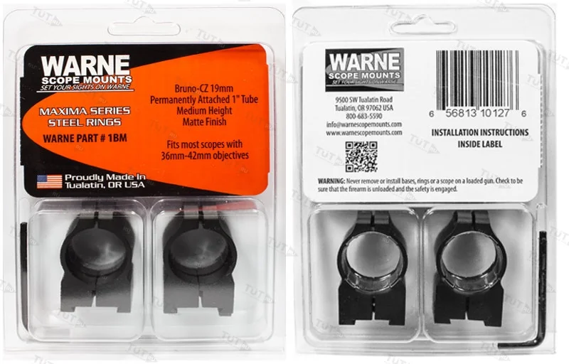 Крепления Warne CZ550 для прицелов 1" 25,4мм Medium (1BM)