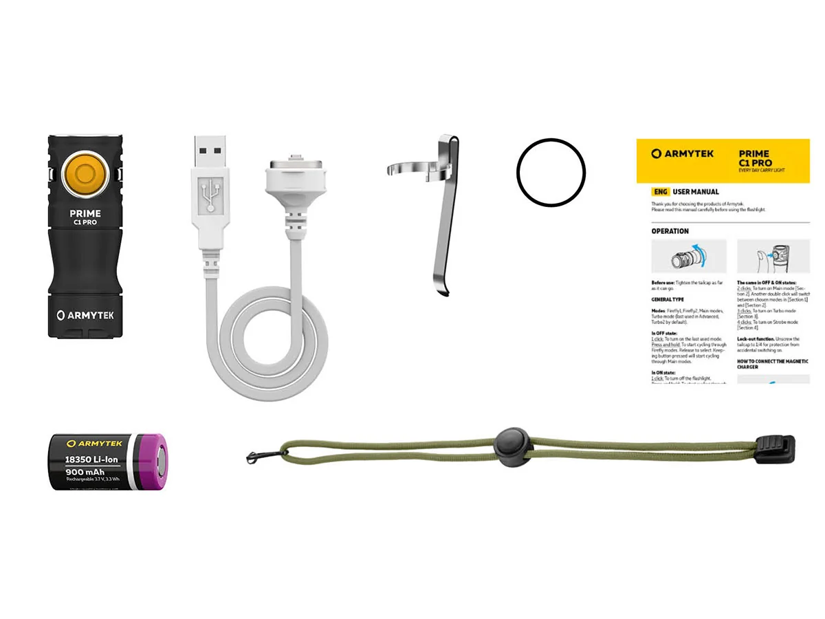 Фонарь EDC Armytek Prime C1 Pro Magnet USB XP-L 1000 lm, белый