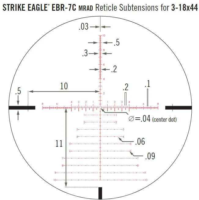 Прицел Vortex Strike Eagle 3-18x44 FFP сетка EBR-7C (MRAD) с подсветкой