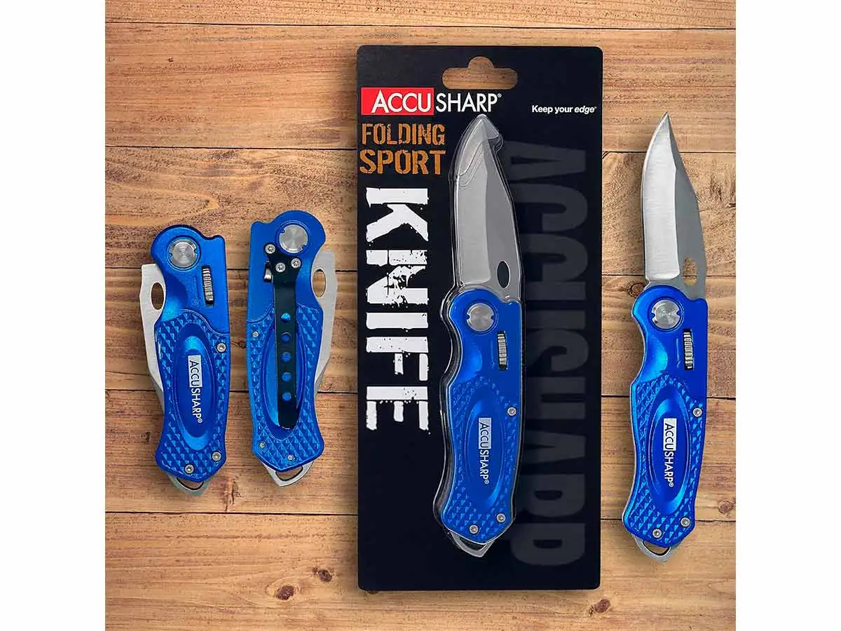 Нож складной AccuSharp Folding Sport Knife, нержавеющая сталь, синий