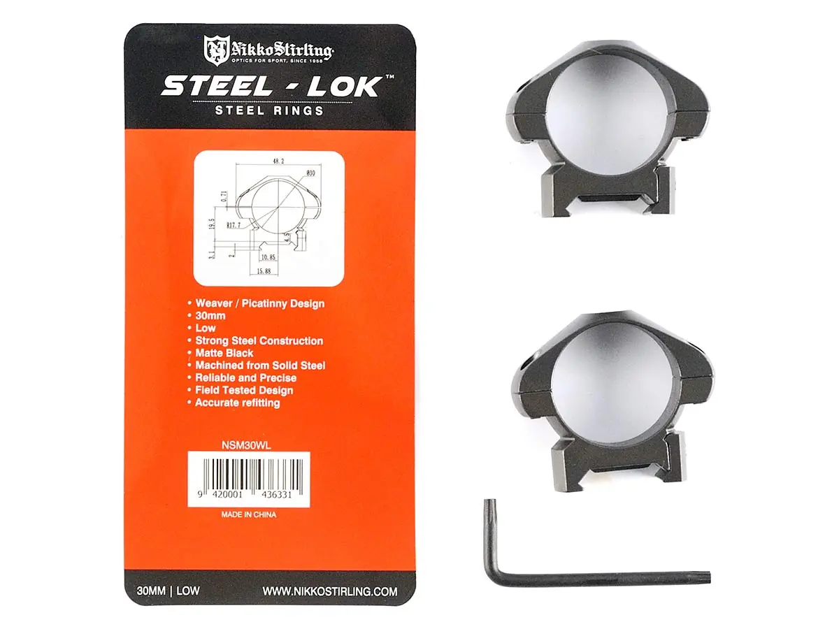 Кольца Nikko Stirling Diamond, на Weaver, 30мм, низкие, 4 винта, сталь