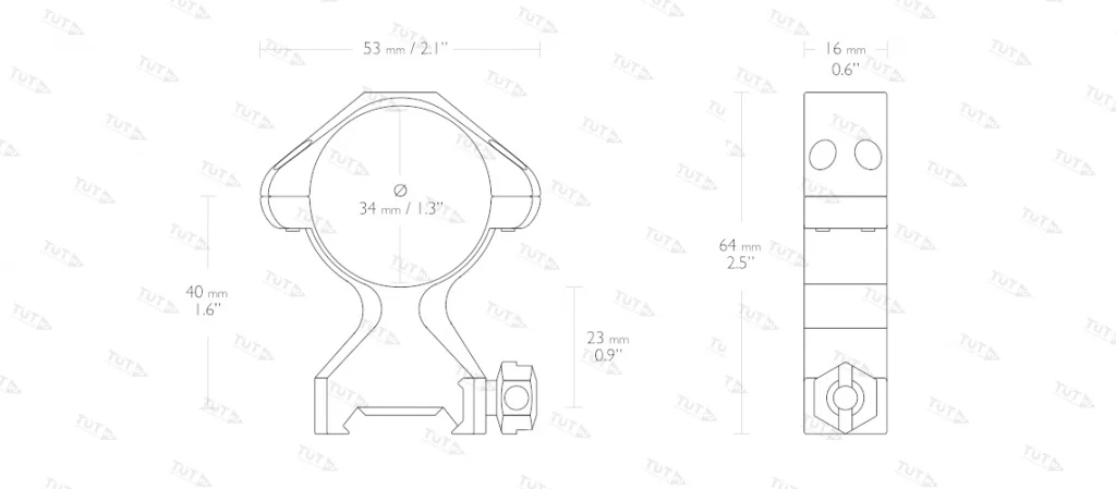 Быстросъемные кольца Hawke 34мм на Weaver средние (BH=17мм) рычаг