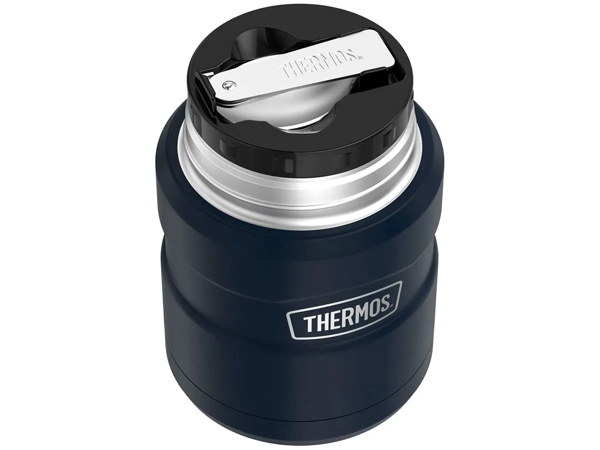 Термос для еды THERMOS KING SK-3000 MMB 0,47L, складная ложка, чёрный