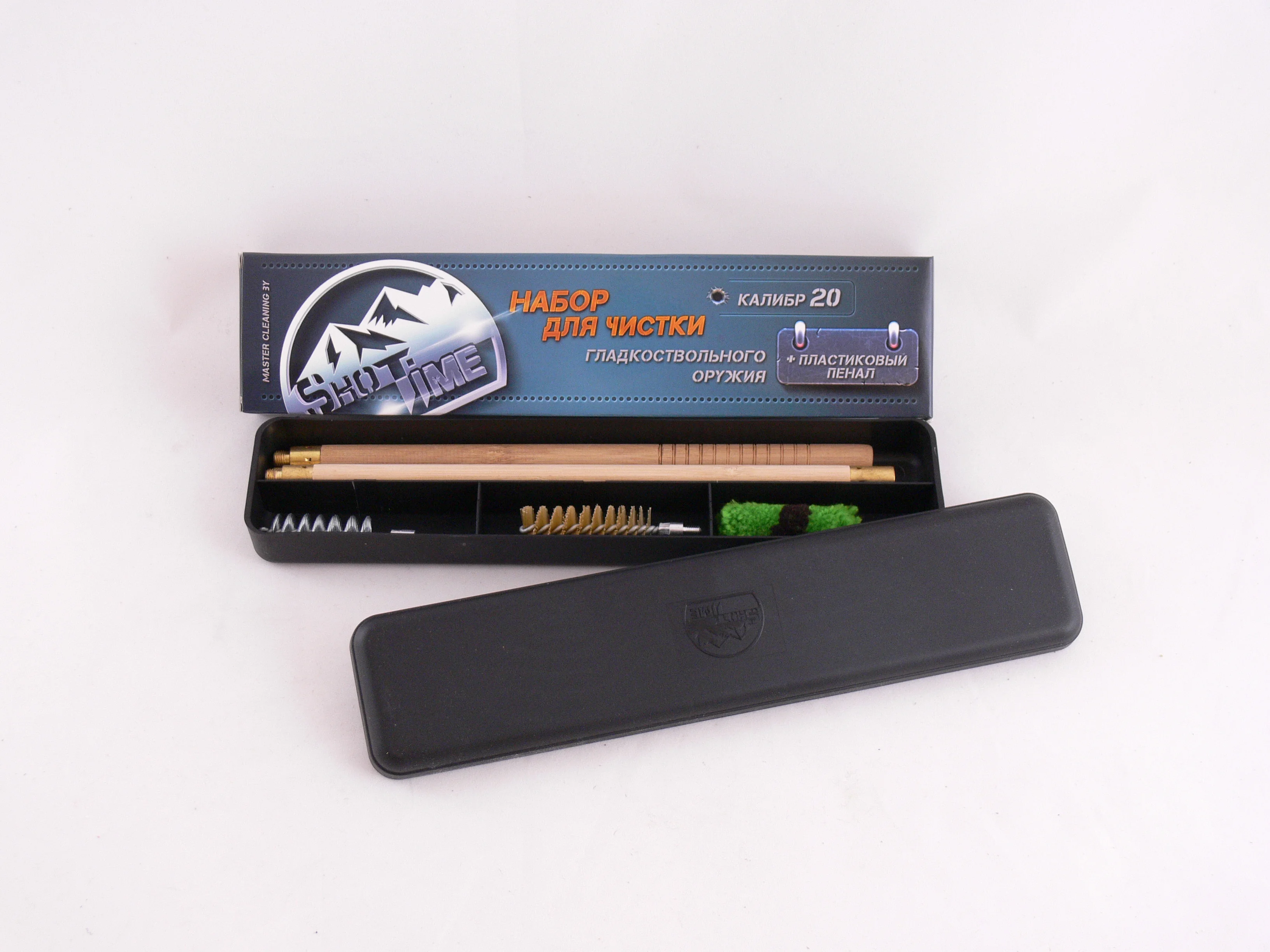 Набор для чистки ShotTime кал.20 (деревянный шомпол, 3 ерша) в пенале