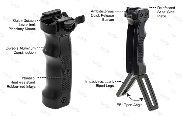 Быстросъемная рукоять/сошки Leapers на Weaver, 13-20см (MNT-DG02Q)