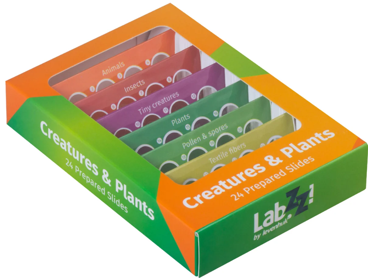 Набор микропрепаратов Levenhuk LabZZ CP24, существа и растения