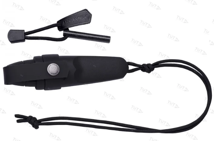 Нож Morakniv Eldris, нержавеющая сталь, шнурок, огниво (черный)