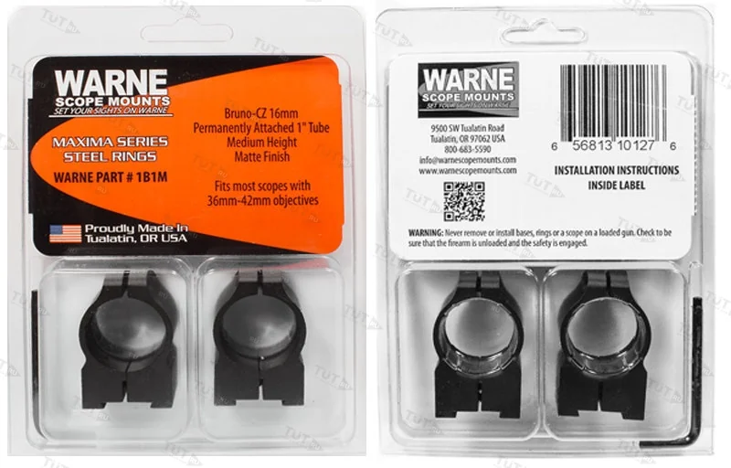 Крепления Warne CZ527 для прицелов 1" 25,4 мм Medium (1B1M)