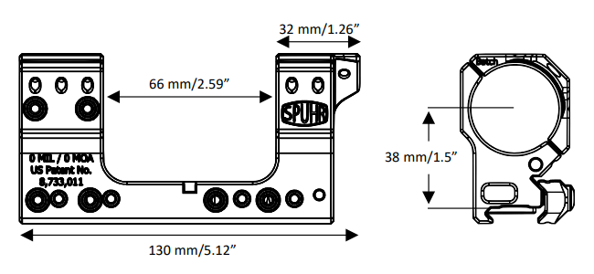 Кронштейн SPUHR Scope Mount Gen3 34мм на Picatinny, h=38мм, 0MIL
