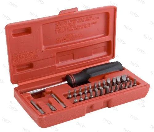 Набор отверток DAC оружейный 31 предмет (29 бит, 1 отвертка, футляр).  РУКОЯТЬ - РЕЗИНА, ФУТЛЯР - ПЛ