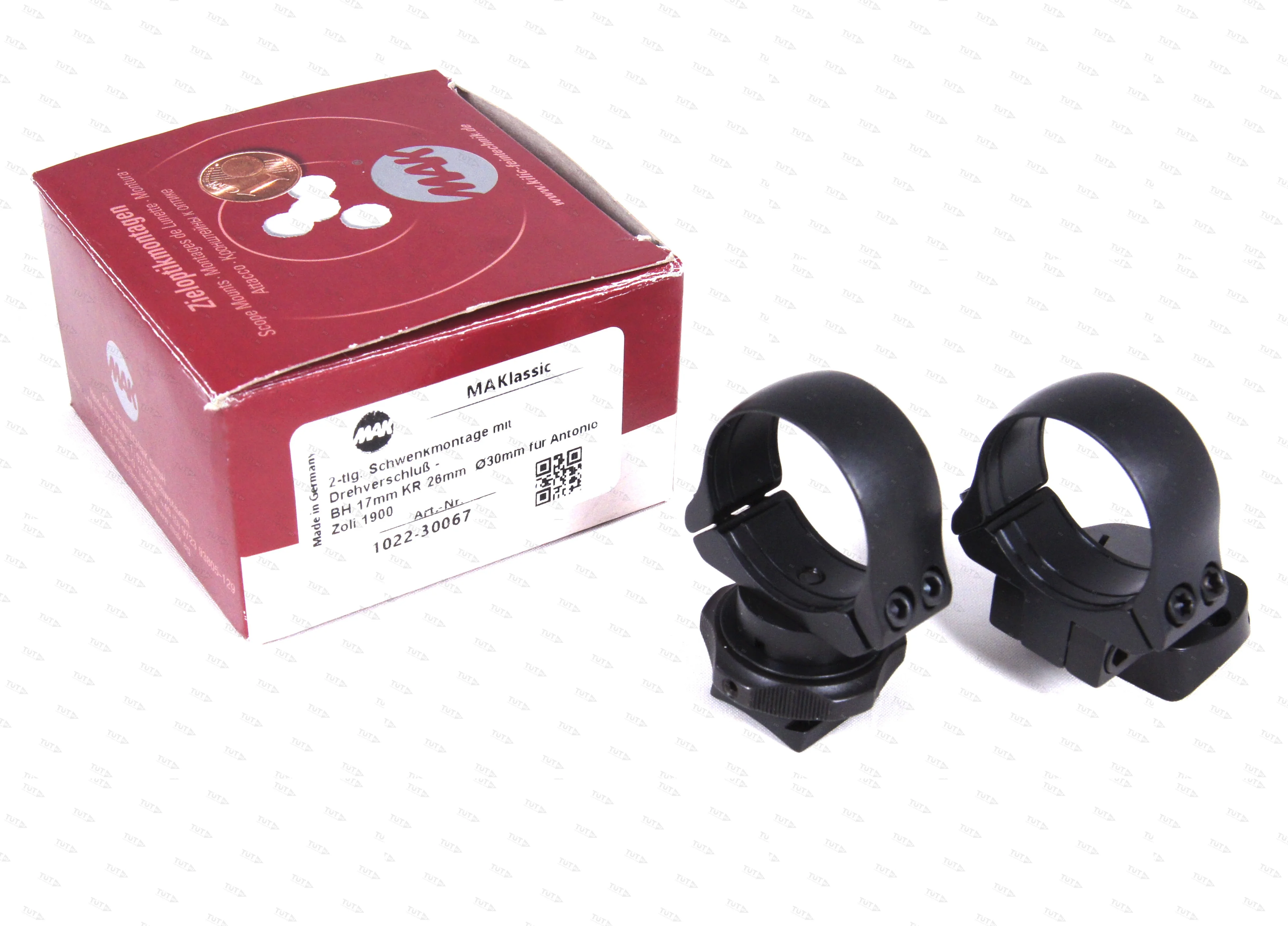 Быстросъемные поворотные кольца MAK 30мм с основаниями на A.Zoli 1900 KR=26мм BH=17мм